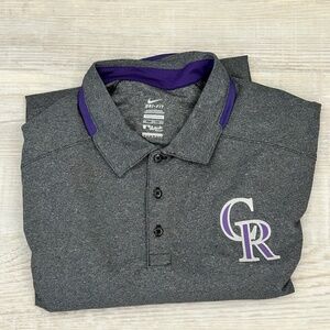 Nike Colorado Rockies Polo Men’s XXL Gray Dri-Fit MLB Baseball Performance Shirt